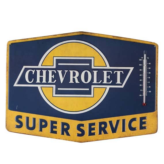 Chevrolet Super Service Embossed Wall Thermometer (14" x 10.25") - Jones Peak