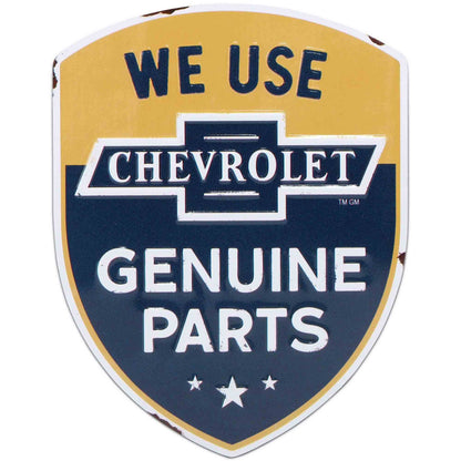 Chevrolet We Use Genuine Parts Shield Metal Magnet (4" x 5") - Jones Peak