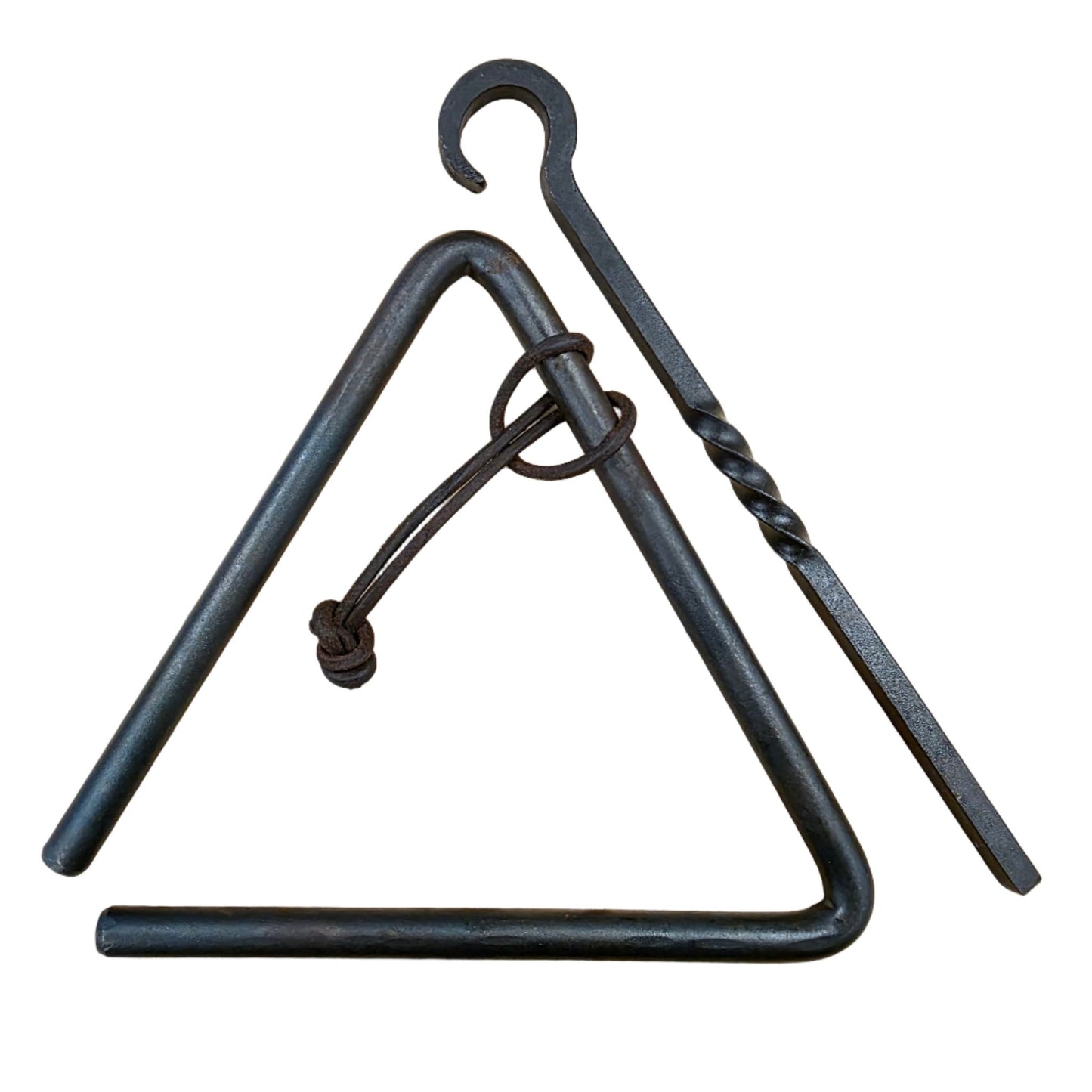 Chuck Wagon Dinner Bell Wrought Iron Striker And Leather Strap For Hanging (8" x 8.5") - Jones Peak