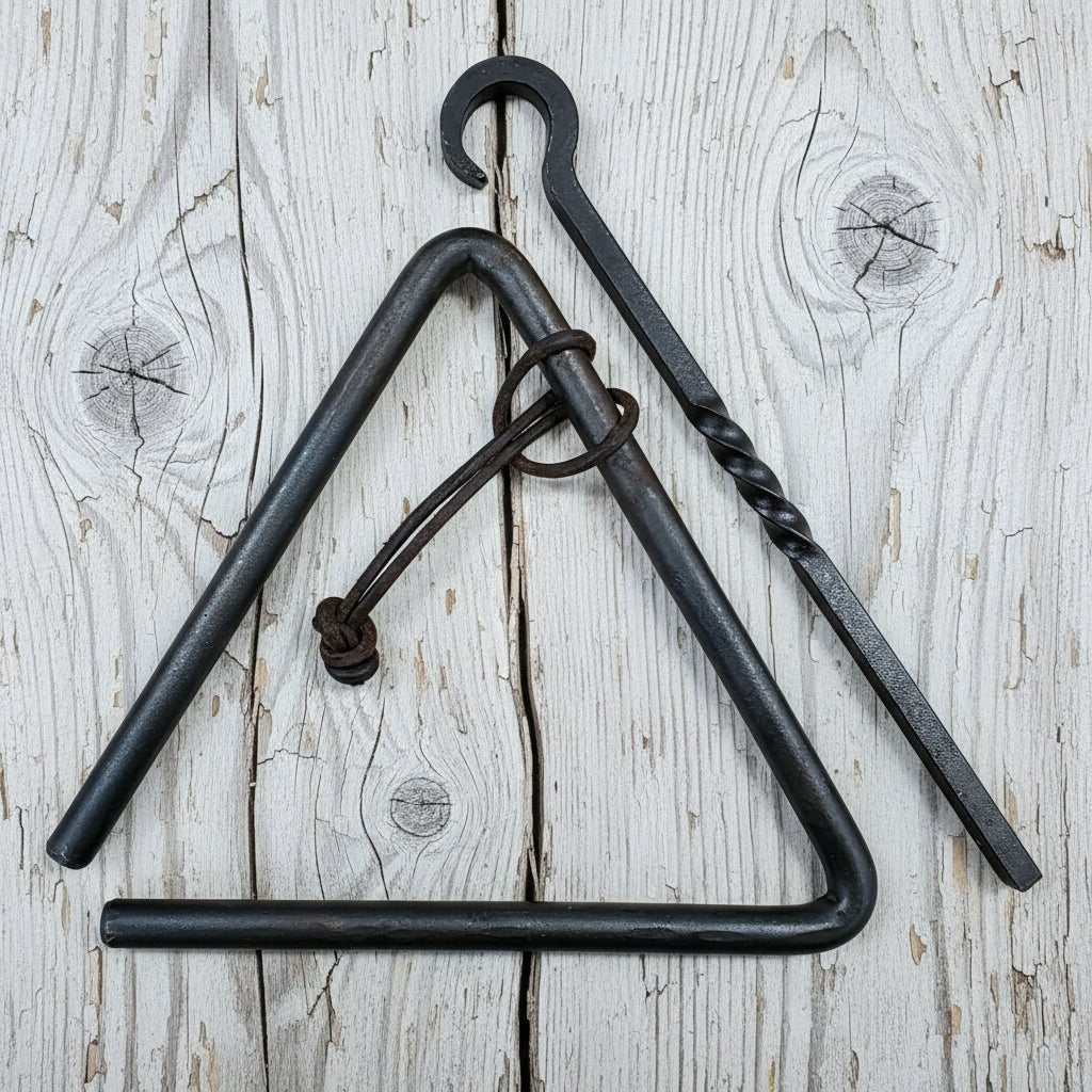Chuck Wagon Dinner Bell Wrought Iron Striker And Leather Strap For Hanging (8" x 8.5") - Jones Peak