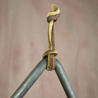Chuck Wagon Dinner Bell Wrought Iron Striker And Leather Strap For Hanging (8" x 8.5") - Jones Peak