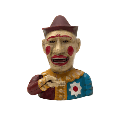 Clown Cast Iron Mechanical Coin Bank With Painted Antique Finish (7" High) - Jones Peak