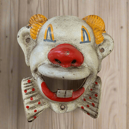 Clown Cast Iron Wall Mounted Bottle Opener With Painted Antique Finish (5" x 2.75") - Jones Peak