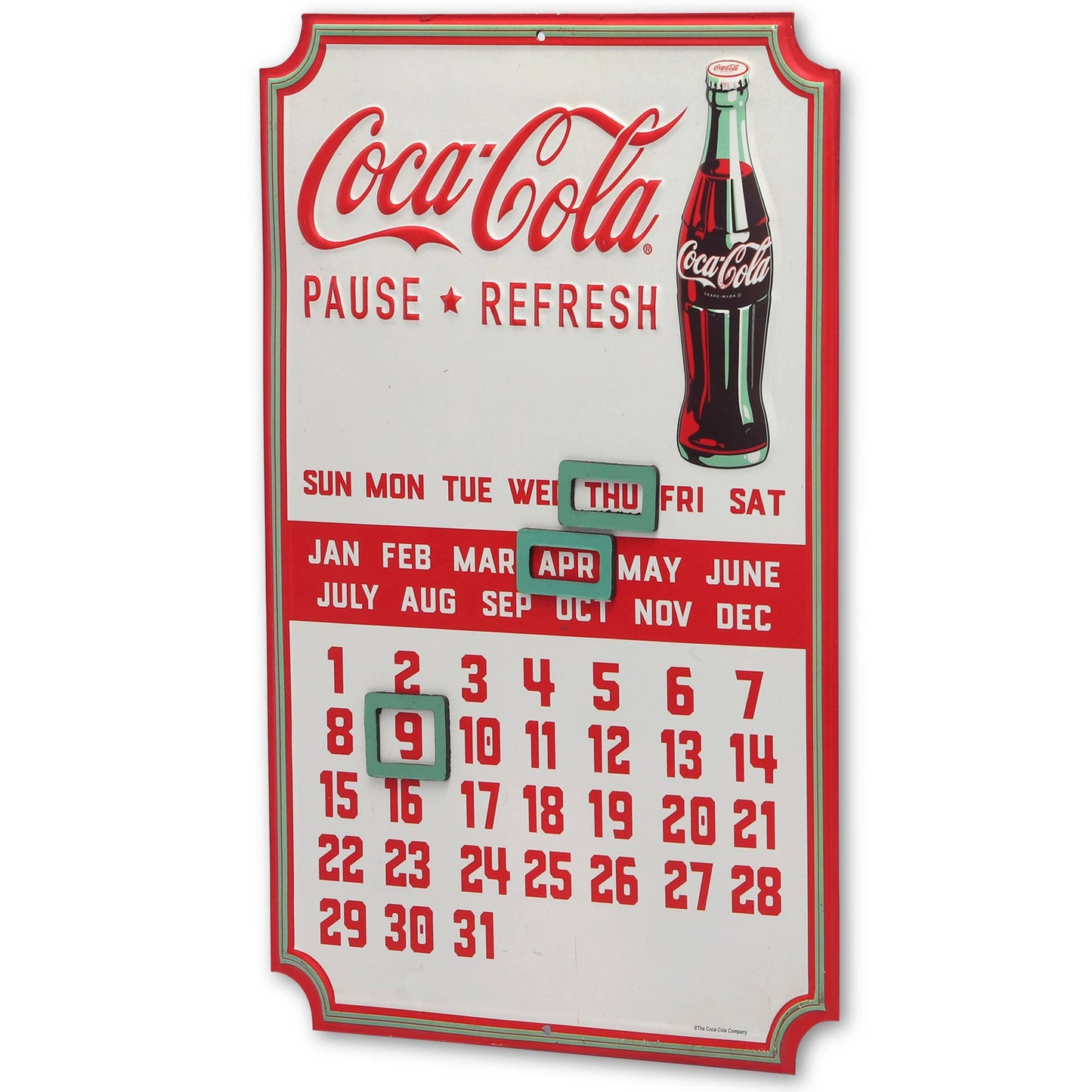 Coca - Cola Calendar Embossed Metal Sign (10" x 14") - Jones Peak