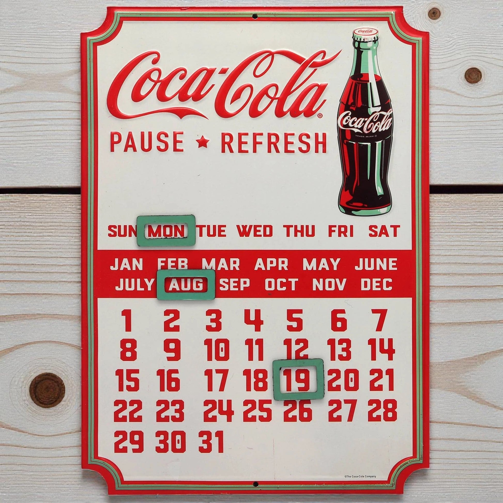 Coca - Cola Calendar Embossed Metal Sign (10" x 14") - Jones Peak
