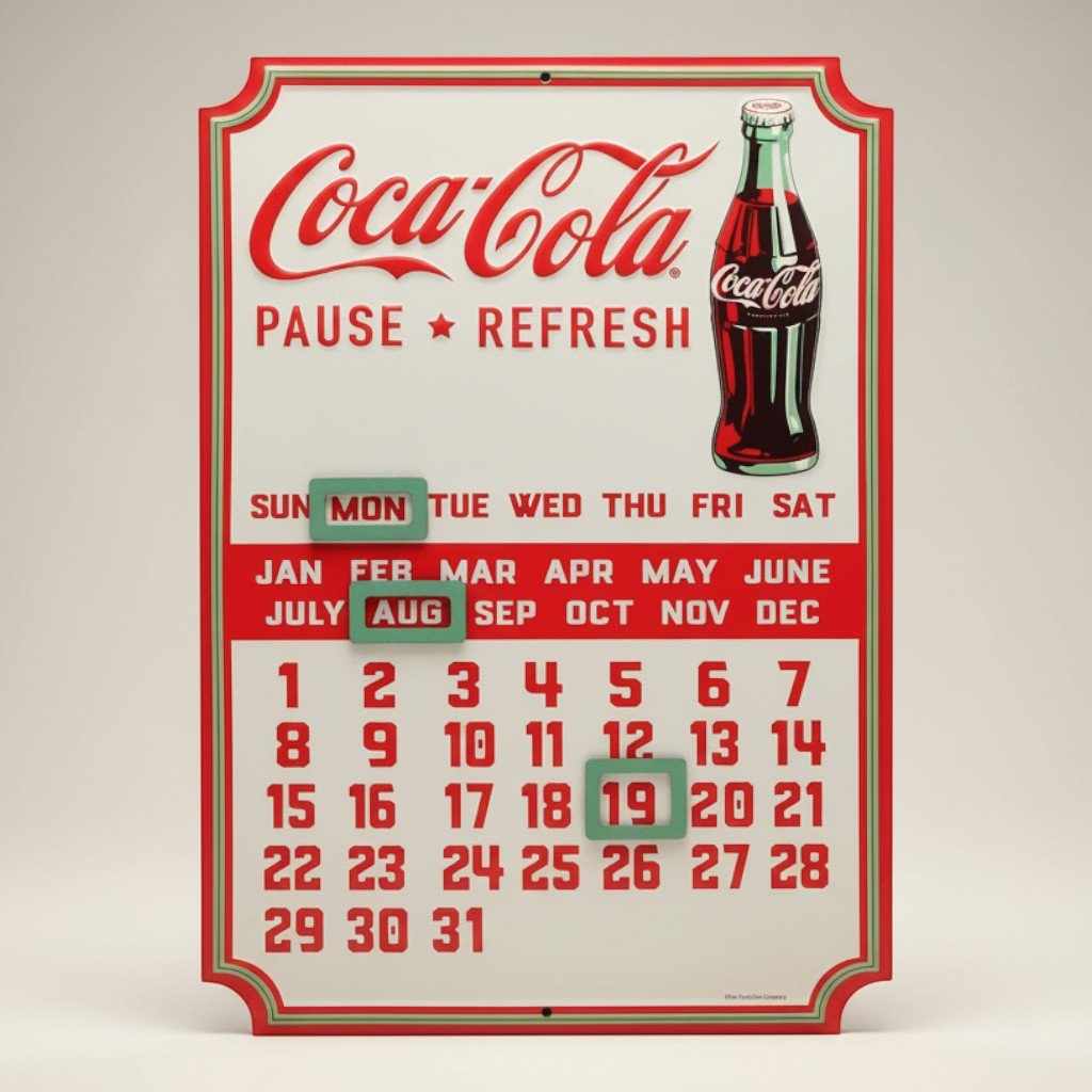 Coca - Cola Calendar Embossed Metal Sign - Jones Peak