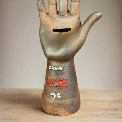 Coca - Cola Cast Iron Hand Coin Bank Tag And Antique Finish (8.75" Tall) - Jones Peak