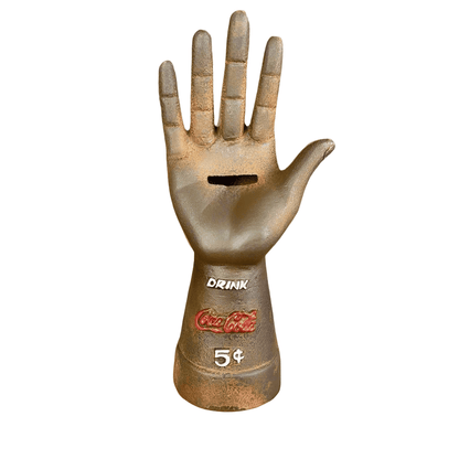 Coca - Cola Cast Iron Hand Coin Bank Tag And Antique Finish (8.75" Tall) - Jones Peak