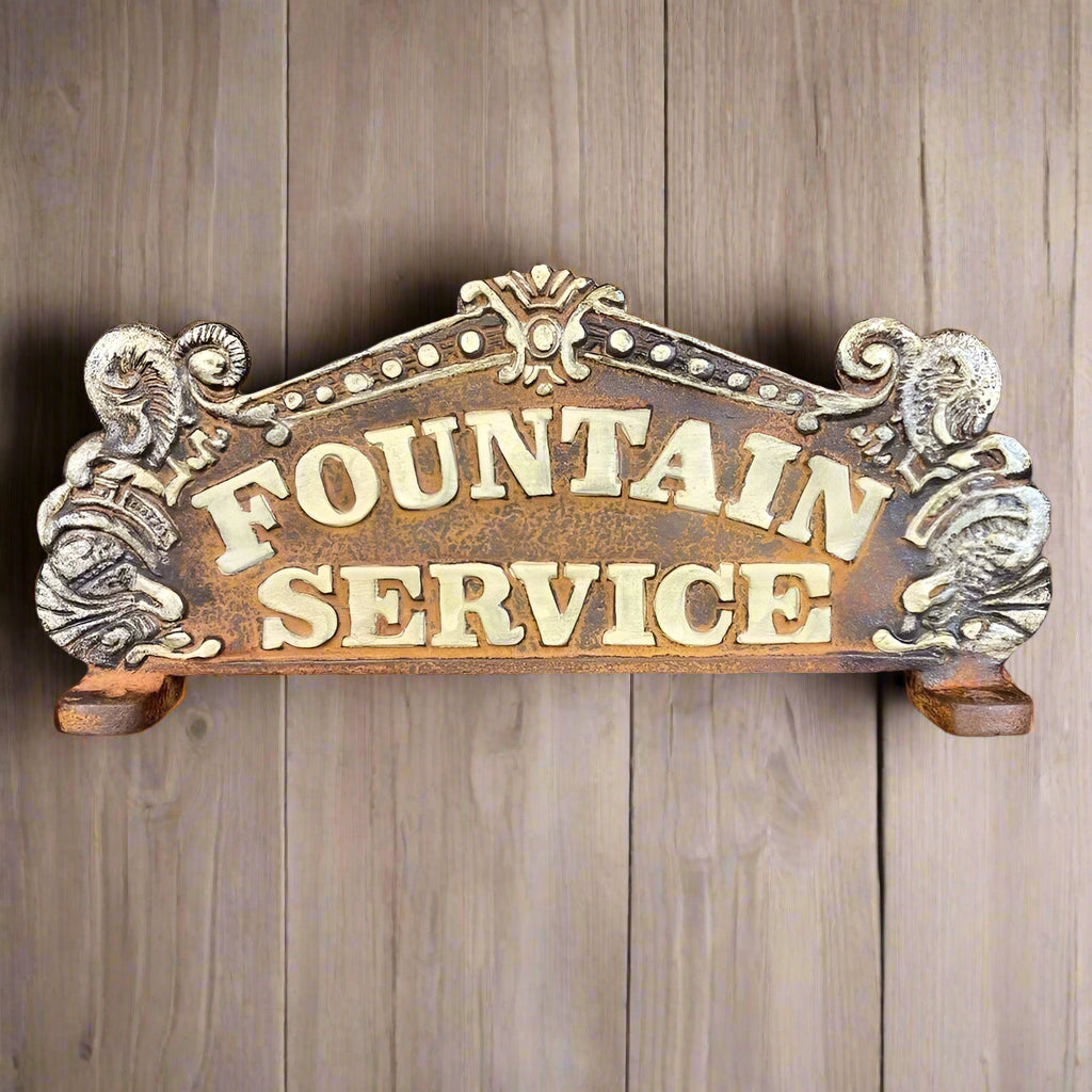 Coca - Cola Fountain Service Register Sign Double - Sided Cast Iron With Antique Finish (8" x 3.5") - Jones Peak