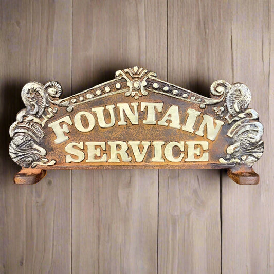 Coca - Cola Fountain Service Register Sign Double - Sided Cast Iron With Antique Finish (8" x 3.5") - Jones Peak