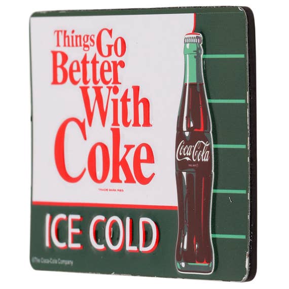 Coca - Cola Things Go Better Embossed Metal Magnet (3" x 2") - Jones Peak