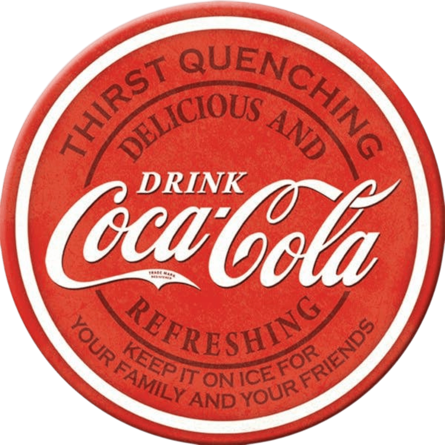 Coca - Cola Thirst Quenching Vintage Logo Magnet (3" Round) - Jones Peak