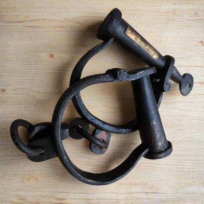Colorado Territorial Prison Cast Iron Adjustable Handcuffs With Antique Finish (12.5" Long) - Jones Peak