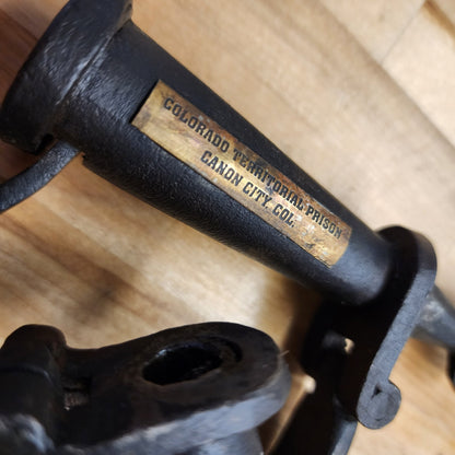Colorado Territorial Prison Cast Iron Adjustable Handcuffs With Antique Finish (12.5" Long) - Jones Peak