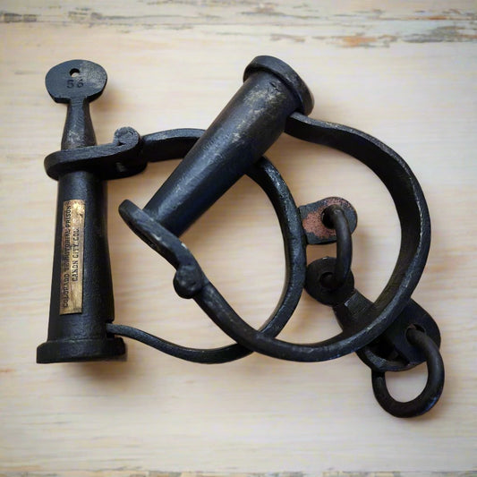 Colorado Territorial Prison Cast Iron Adjustable Handcuffs With Antique Finish (12.5" Long) - Jones Peak