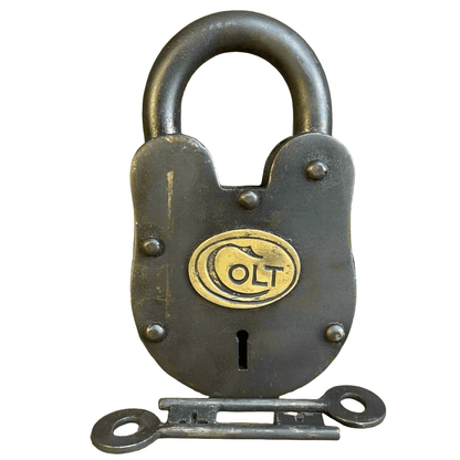 Colt Cast Iron Lock With Brass Tag & Keys (3" x 5") - Jones Peak