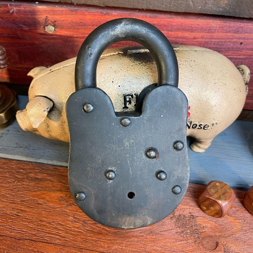 Colt Cast Iron Lock With Brass Tag & Keys (3" x 5") - Jones Peak