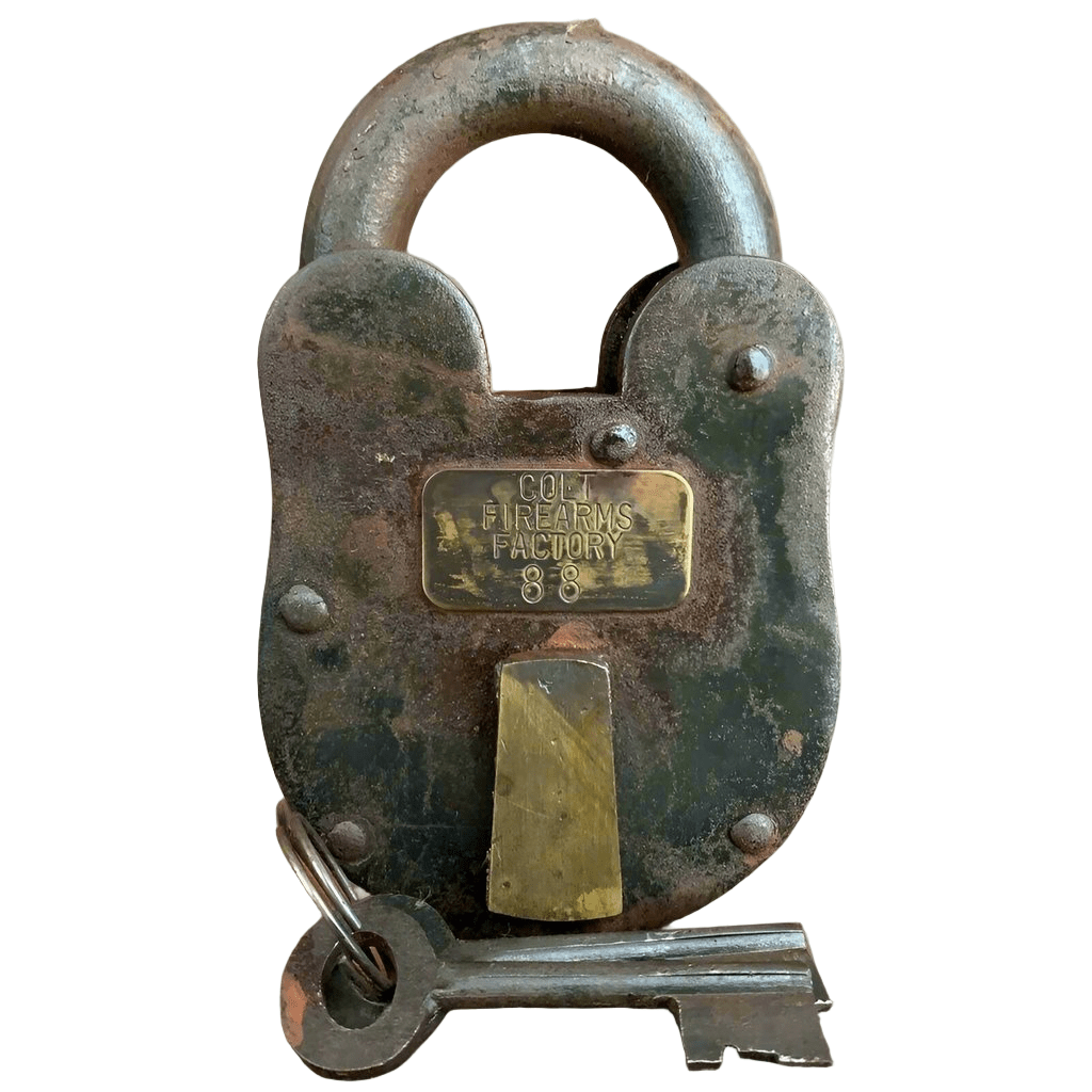 Colt Factory Cast Iron Lock & Keys With Antique Finish (3" x 5") - Jones Peak