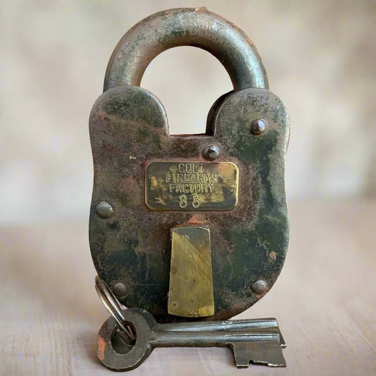 Colt Factory Cast Iron Lock & Keys With Antique Finish (3" x 5") - Jones Peak