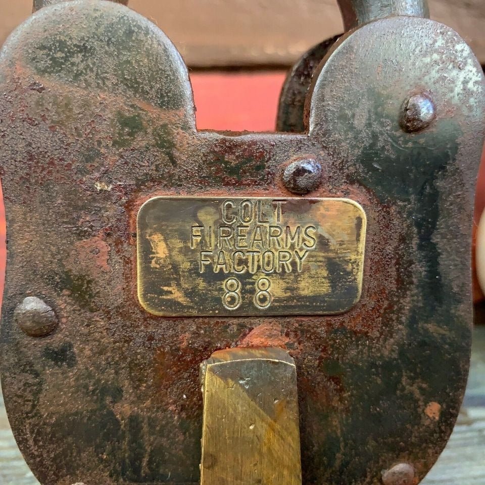 Colt Factory Cast Iron Lock & Keys With Antique Finish (3" x 5") - Jones Peak