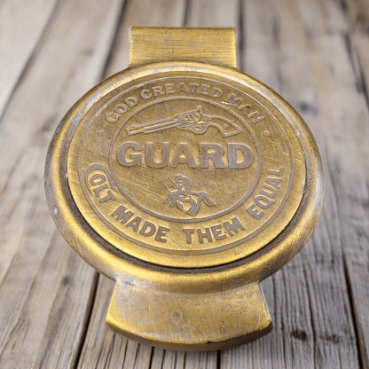 Colt Guard Solid Brass Money Clip With Raised Lettering & Antique Finish (3" x 2.25") - Jones Peak