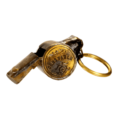 Constable Solid Brass Whistle With Raised Star & Antique Finish (2" x 0.75") - Jones Peak