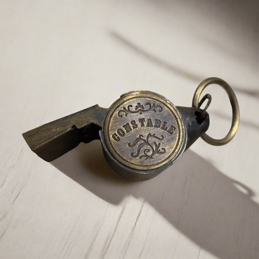 Constable Solid Brass Whistle With Raised Star & Antique Finish (2" x 0.75") - Jones Peak