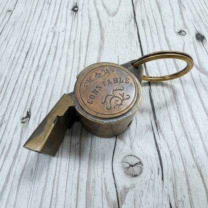 Constable Solid Brass Whistle With Raised Star & Antique Finish (2" x 0.75") - Jones Peak