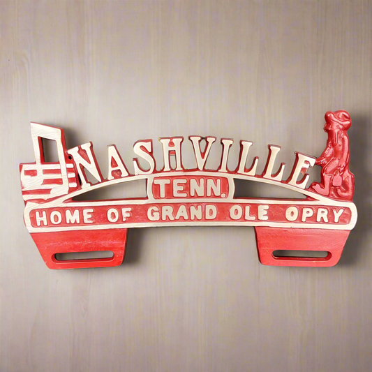 Nashville Grand Ole Opry License Plate FOB Topper With Antique Finish (9.75" x 4.5")