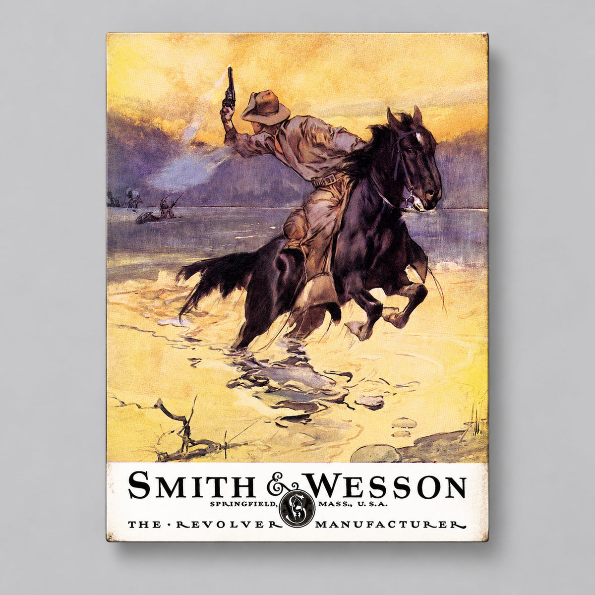 Smith & Wesson Hostiles Metal Sign on a soft gray background