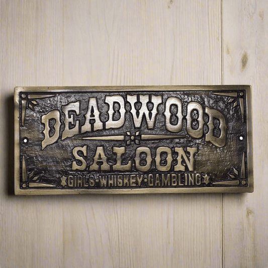 Deadwood Saloon Girls Whiskey Gambling Plaque With Raised Lettering & Antique Finish (7.5" x 3.5") - Jones Peak