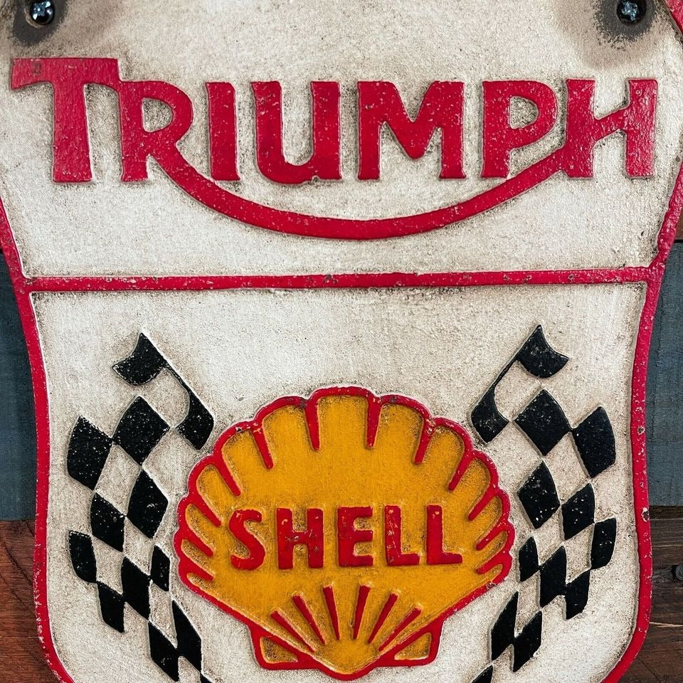 Triumph Shell Cast Iron Plaque With Painted Antique Finish (10.75" x 8.75")