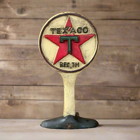 Texaco Cast Iron Doorstop With Painted Antique Finish (9.5" Tall)