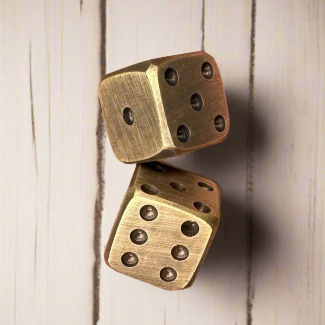 Dice Solid Brass With Antique Finish and Rounded Corners (Set Of 2) - Jones Peak