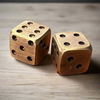 Dice Solid Brass With Antique Finish and Rounded Corners (Set Of 2) - Jones Peak