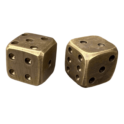 Dice Solid Brass With Antique Finish and Rounded Corners (Set Of 2) - Jones Peak
