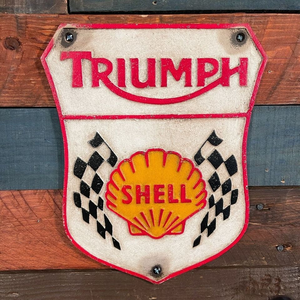 Triumph Shell Cast Iron Plaque With Painted Antique Finish (10.75" x 8.75")