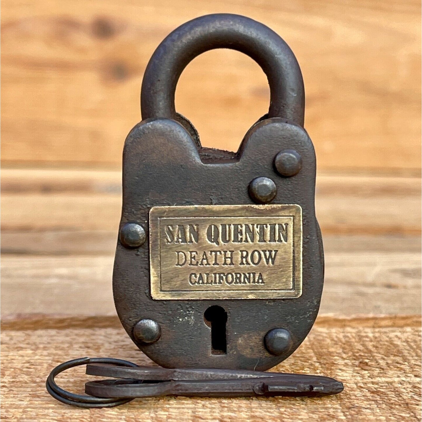 San Quentin Death Row Gate Lock With Keys & Brass Tag (2.5" x 1.5")