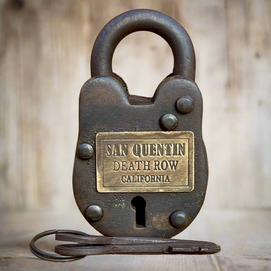 San Quentin Death Row Gate Lock With Keys & Brass Tag (2.5" x 1.5")