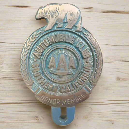 Automobile Club Bear License Plate FOB Topper With Painted Antique Finish (5" x 3.25")