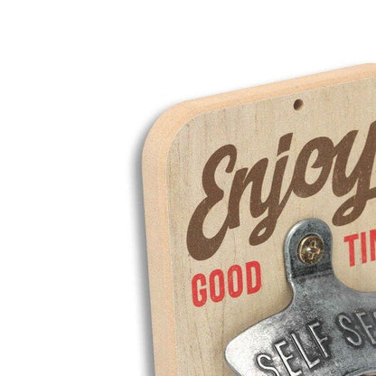 Enjoy Good Times Moose & Bear Wall Bottle Opener (3.5" x 6") - Jones Peak