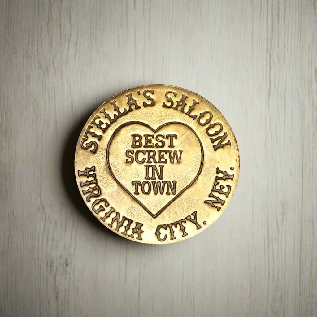 Brothel Solid Brass Tokens With Raised Lettering & Antique Finish (Set Of 6 Assorted Tokens) - Jones Peak