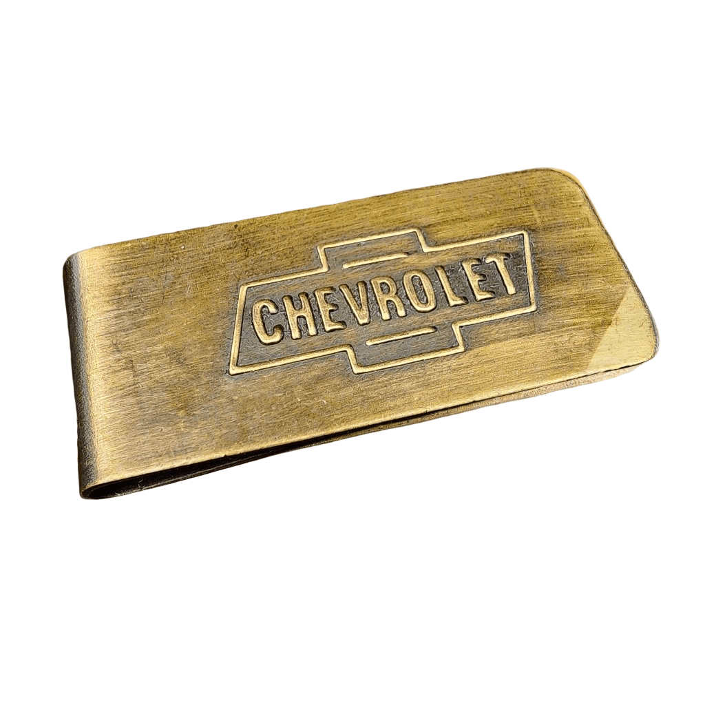 Chevrolet Solid Brass Money Clip With Raised Lettering & Antique Finish (2.25" x 1") - Jones Peak