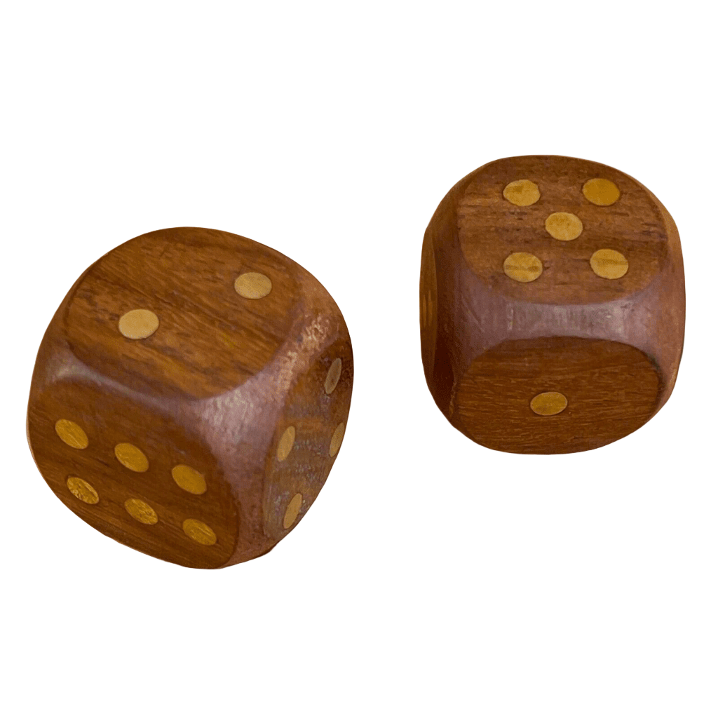 Dice Carved Wood Set Of 2 With Brass Inlay (3/4" Square) - Jones Peak
