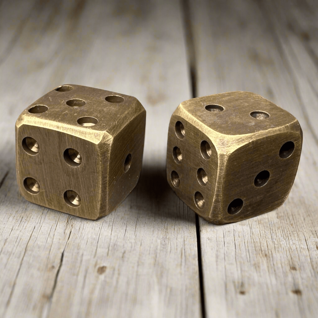 Dice Solid Brass With Antique Finish and Rounded Corners (Set Of 2) - Jones Peak