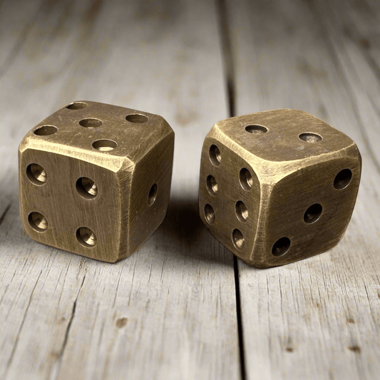 Dice Solid Brass With Antique Finish and Rounded Corners (Set Of 2) - Jones Peak