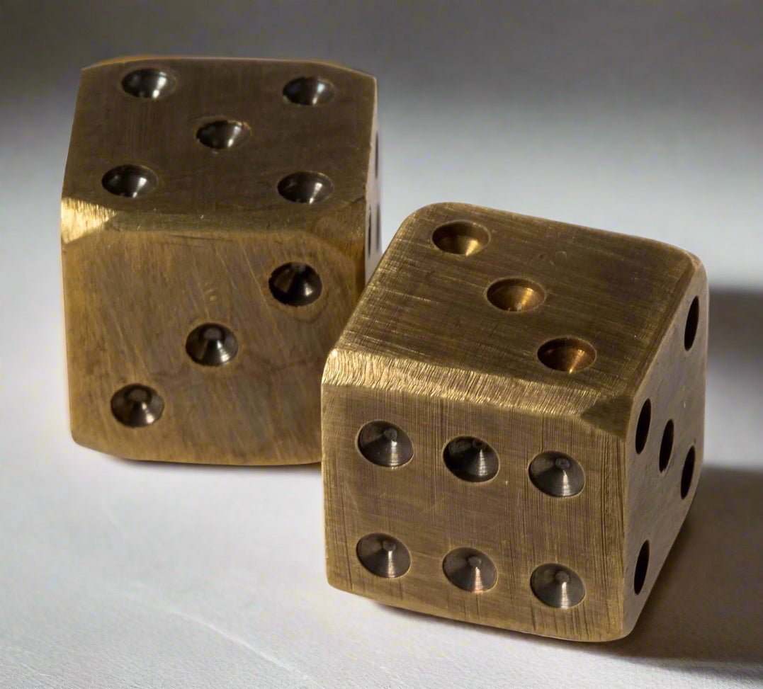 Dice Solid Brass With Antique Finish and Rounded Corners (Set Of 2) - Jones Peak