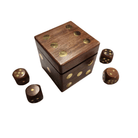 Dice Wood Box With Set of 4 Wood Dice & Gold Inlay (2.75" x 2.5" x 2.5") - Jones Peak