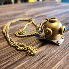 Diver's Helmet Necklace Solid Brass Chain With Antique Finish (26" Chain) - Jones Peak