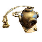 Diver's Helmet Necklace Solid Brass Chain With Antique Finish (26" Chain) - Jones Peak